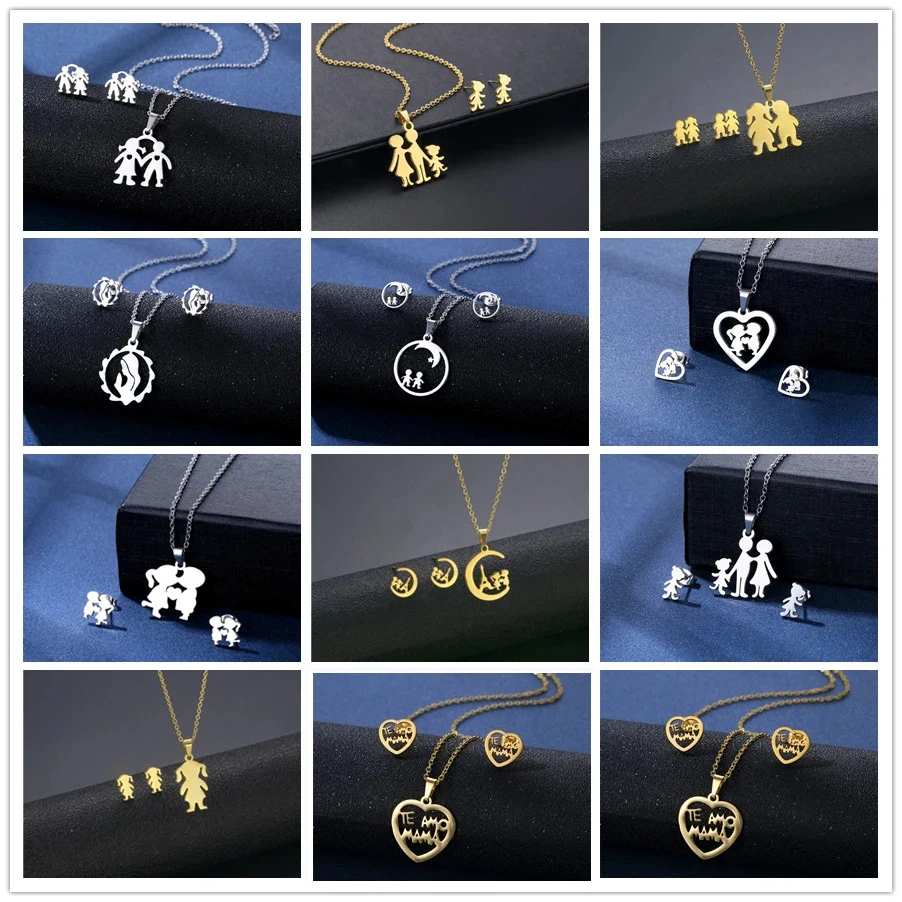 Комплект из колье и серёжек нержавеющей стали