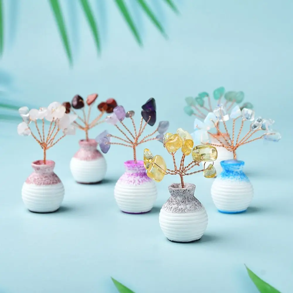 

Multicolor Vase Crystal Tree White Crystal Natural Mini Tree Ornaments Handicrafts Moder Crystal Wishing Tree Ornaments