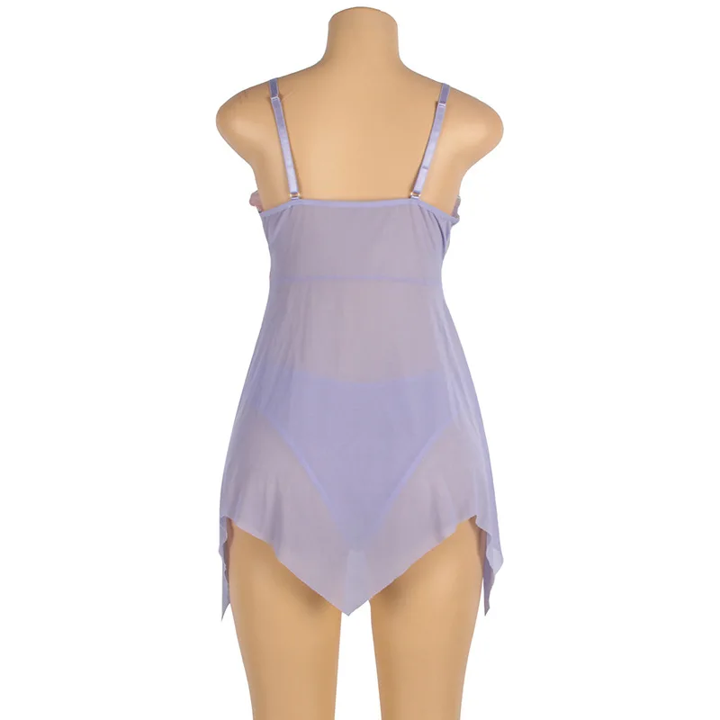 Plus Size Women Badydoll Lingerie Chemise Nightgown V Neck Sexy Adjustable Spaghetti Straps Full Slips Sleepwear Dress Nightie