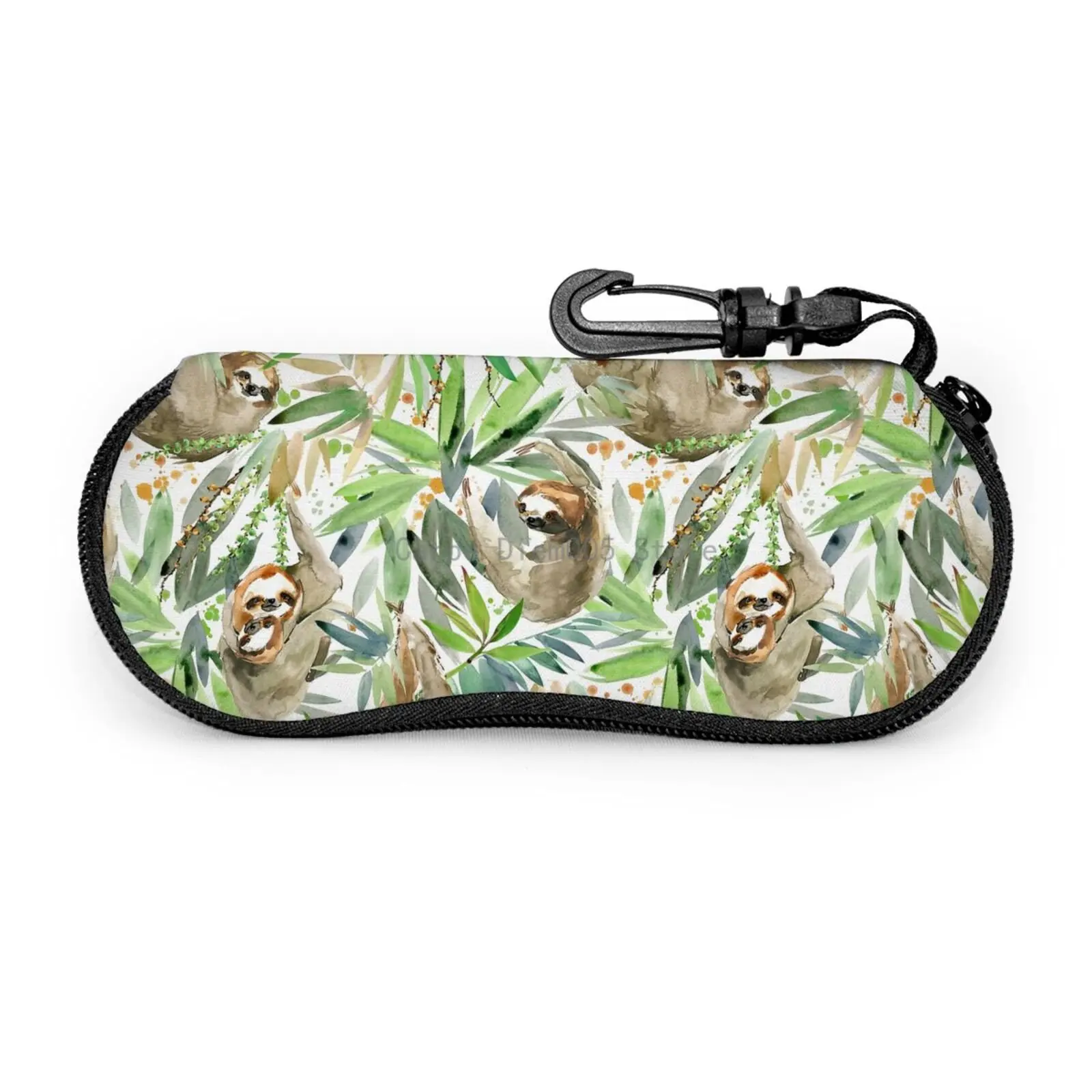 

Sloth And Tropical Plant Soft Sunglasses Case for Women Men Portable Neoprene Zipper Eyeglass Case