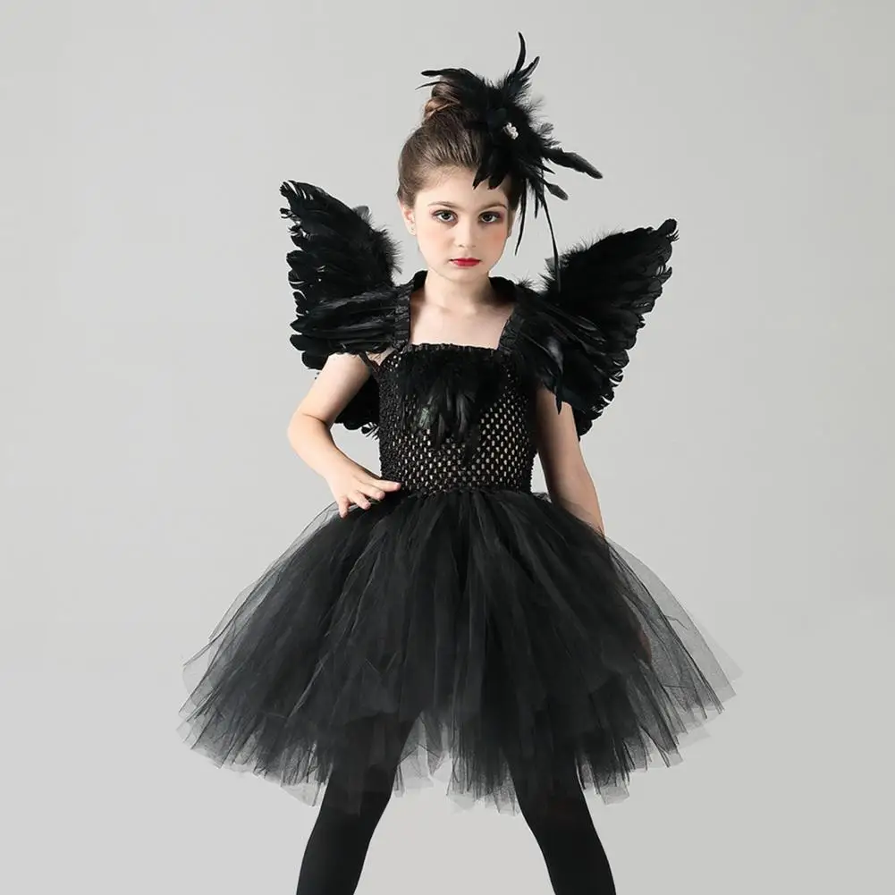 

Party Dress Breathable Sleeveless Friendly to Skin Allergy Free Easy-wearing Enhance Atmosphere Polyester Evil Wings Princess Dr