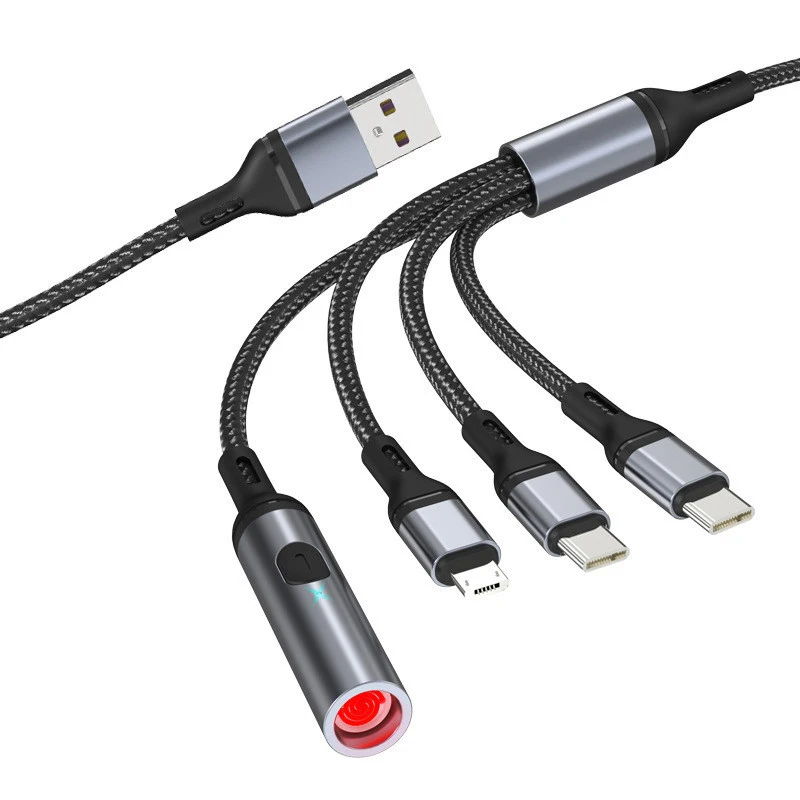 Автомобильный кабель 4в1 USB Type C с прикуривателем 6А быстрая зарядка для смартфона