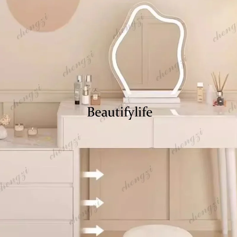 Фото Туалетный столик A49 Natural Nordic с зеркалом и местом для хранения, недорогой, для спальни, с сиденьем, гардеробный шкаф №5