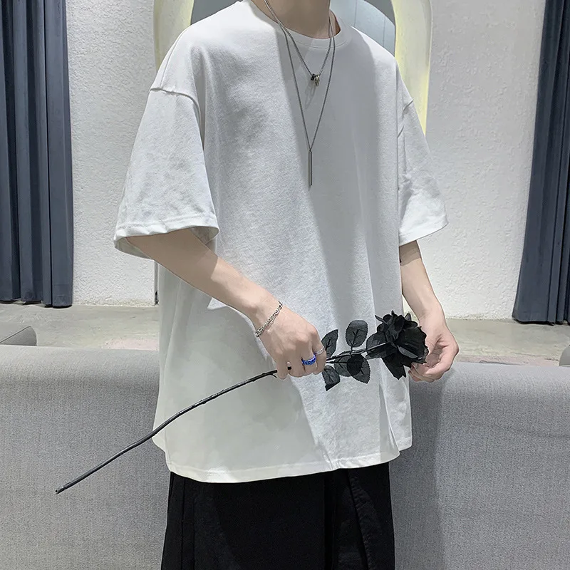 

Men's and women's summer cotton five-point sleeve T-shirt, loose casual short sleeve, daily crewneck solid color top