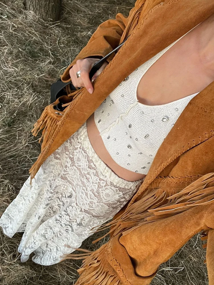 Fantoye Сексуальная прозрачная кружевная женская юбка Белая с высокой талией и