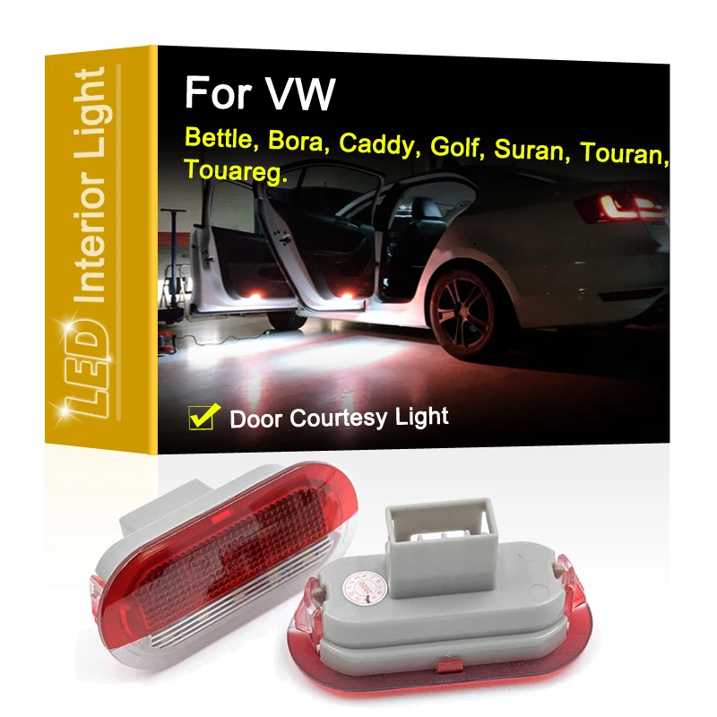 

12V White+Red LED Under Door Courtesy Footwell Light Assembly For VW Golf 3/4 Beetle Jetta Bora Polo Sharan Vento Touran