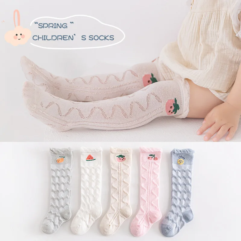 

Baby Girl Socks Toddler Fruit Baby Cotton Summer Mesh Baby Knee Socks Newborn Infant Non-slip Long Baby Boys Socks 0-2T