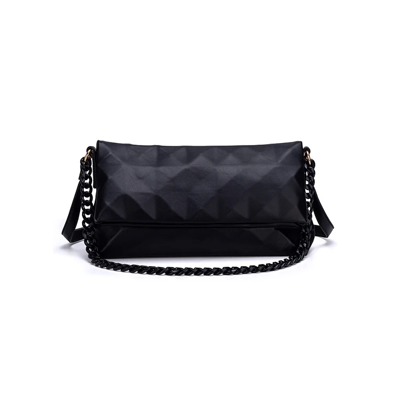 

Bag Women's 2022 New Pleated Plaid Folding Clutch Small High-end Sense All-match Rhombus Chain Messenger Bag