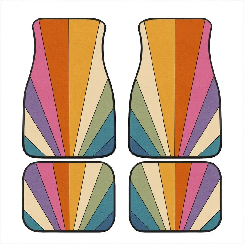 

Retro Stripes Car Floor Mat, Hippie Car Mat, Car Accessories For Women, Stoner Gifts, Retro Car Accessories, Interior Car Decor,