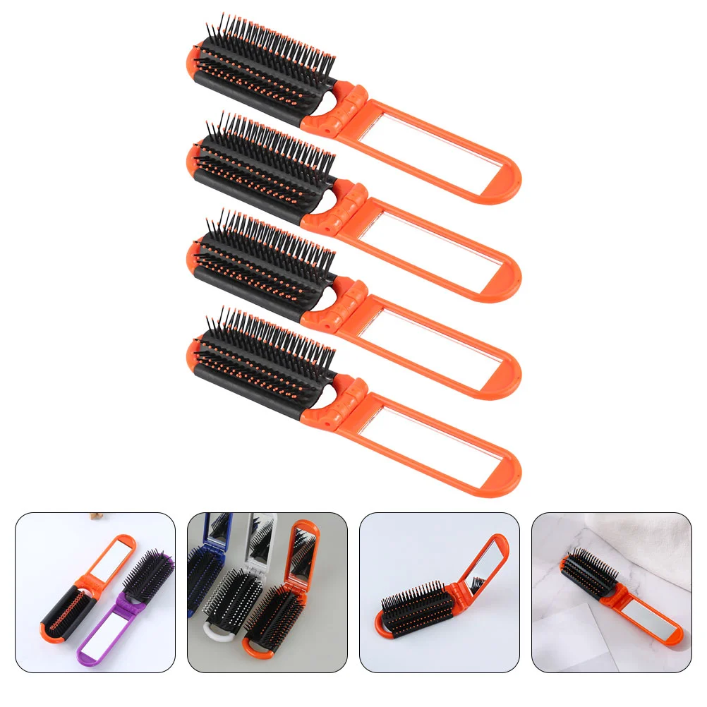 

4 Pcs Folding Comb Mirror Hairstyle Hair Comb Mens Hair Brush Mini Pocket Brush Plastic Salon Travel Comb Miss Curl Hair Brush