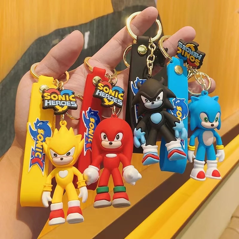 

Sonics Anime Figures Sonic Shadow Knuckles PVC Figures Keychains Bags Keyrings Charms Accessories Kids Toys Birthday Gifts