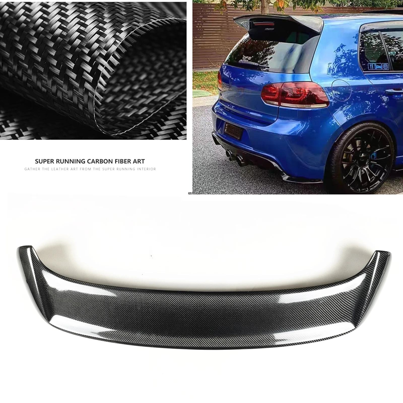 

Car Rear Trunk Spoiler Wing For Volkswagen VW Golf VI 6 mk6 GTI r20 2010-2015 Real Carbon Fiber Tailgate Roof Splitter Lip