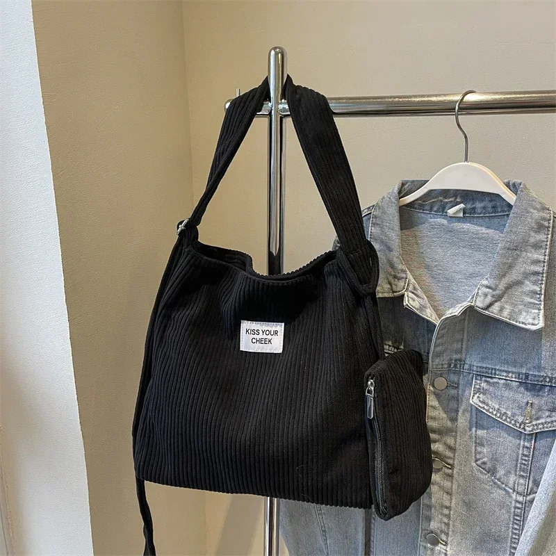 Вельветовая однотонная большая сумка большой емкости 2024 хит продаж модная