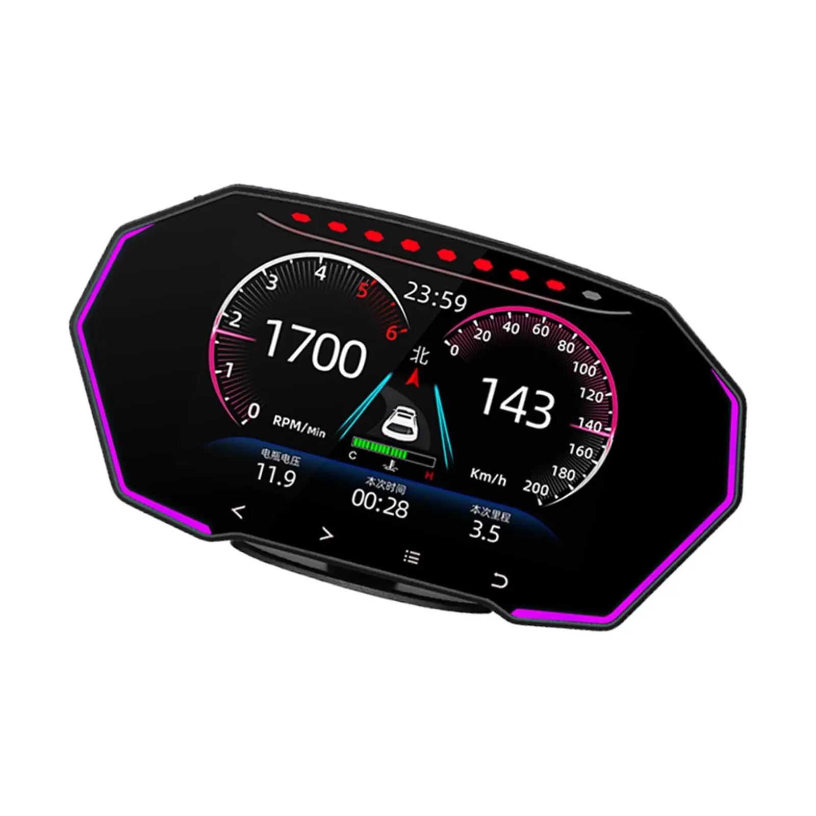 

Auto Car HUD OBD + GPS LCD Meter Detector, 4inch Touch Display Screen Professional