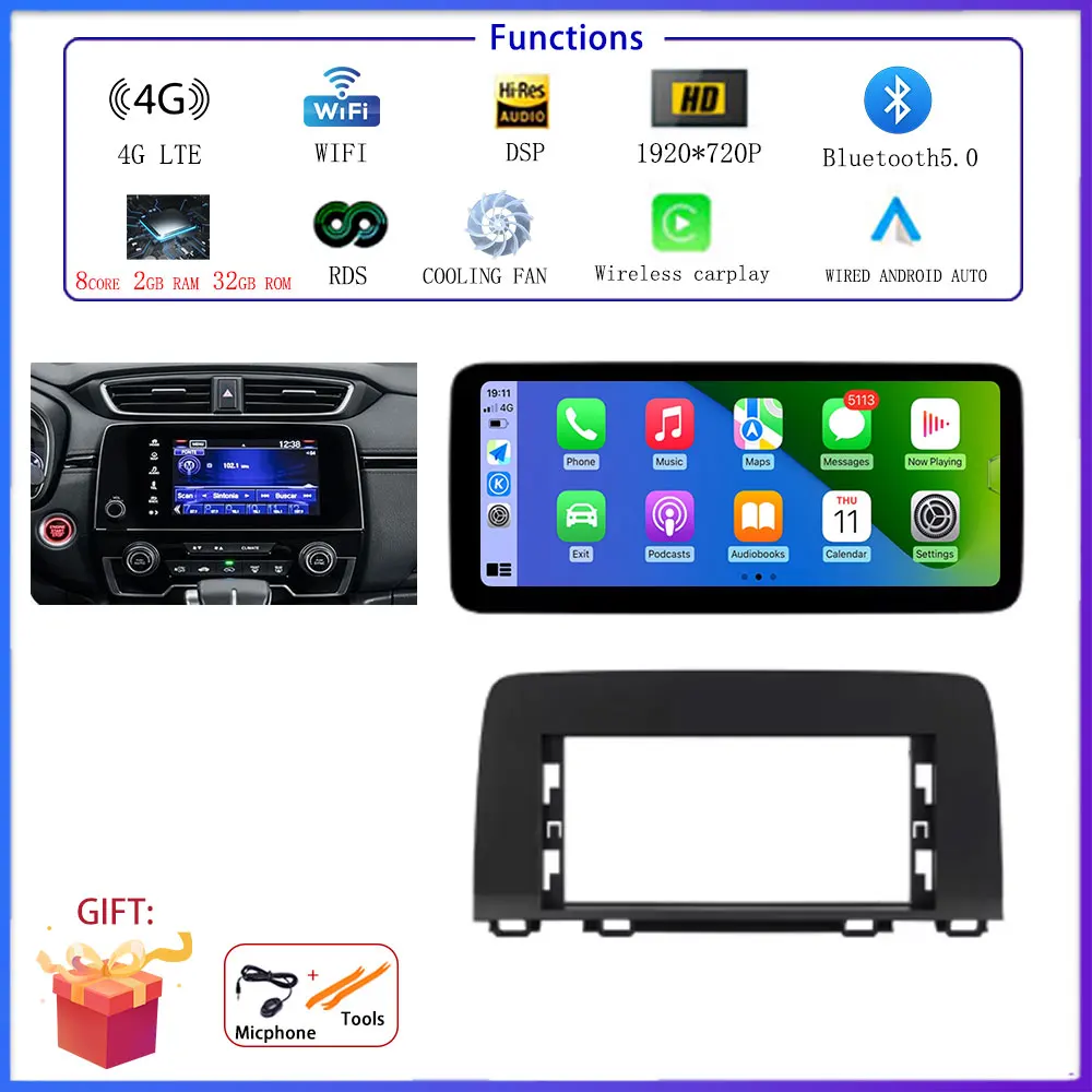 

Автомобильный Android для Honda CR-V 5 RW RT 2017-2022 Автомобильный радиоприемник Мультимедийная навигация Стерео видеоплеер Головное устройство Auto BT WIFI