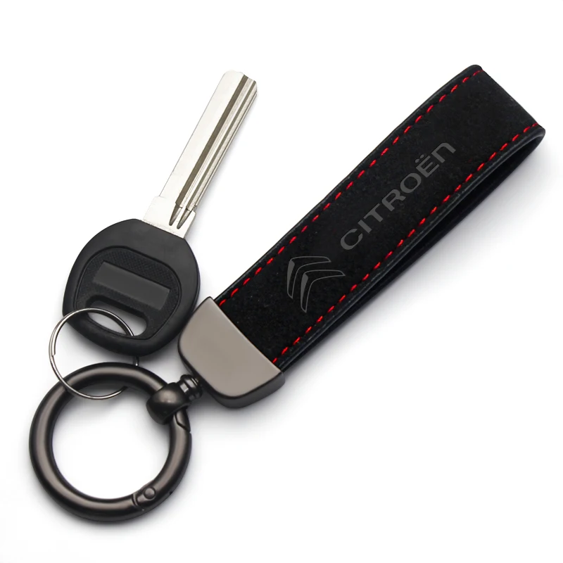 

Car Emblem Keychain Suede Leather Keyring Key Chain Auto Styling Accessories For Citroen C1 C2 C3 C4 C5 C6 C8 C4L DS3 DS4 DS5LS