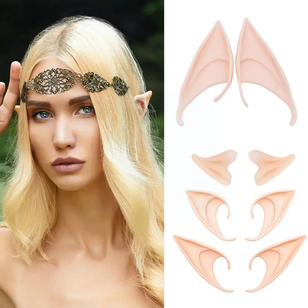 

Elf Ears Fairy Cosplay Accessories Halloween Christmas Costume Latex Party Halloween Ears False Props Tips Soft Pointed E3i9