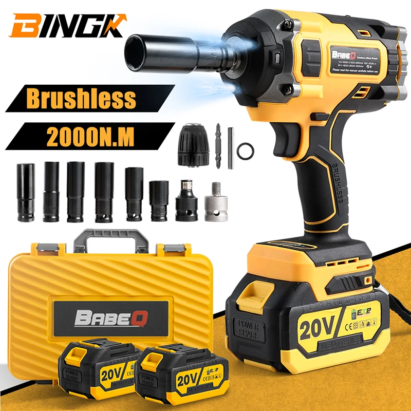 BINGK 2000N.M Torque Brushless Electric Impact Wrench For Tr