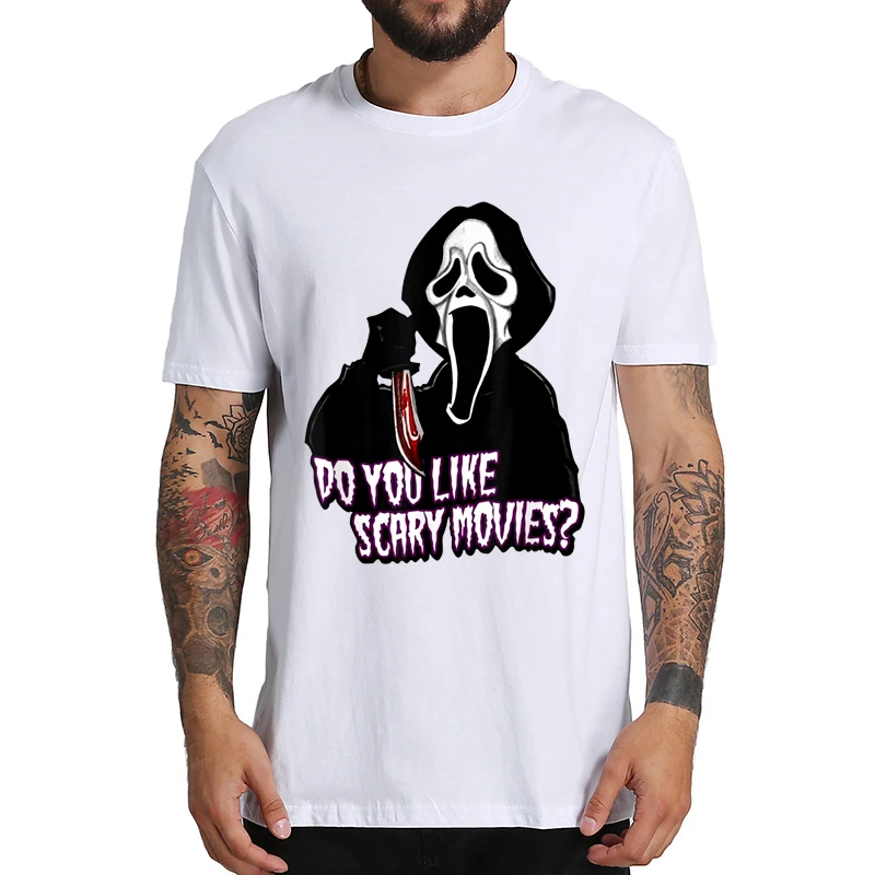 

Нравится ли вам страшная забавная футболка с фильмом крик лицо грозди ужас Хэллоуин Классическая футболка 100% хлопок европейский размер ...