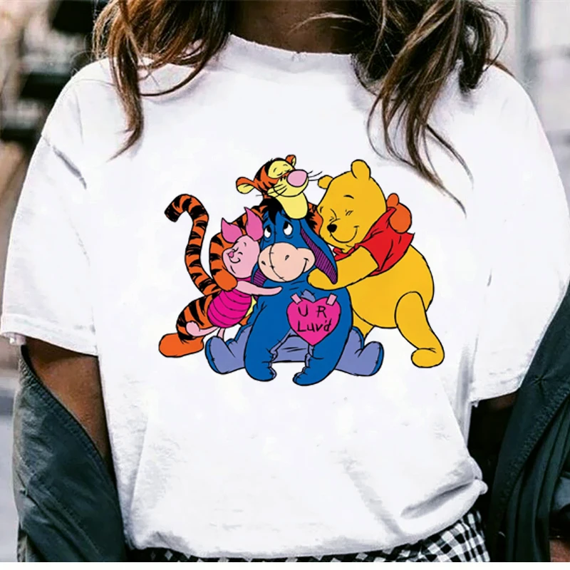 

Kawaii Disney Series Unisex Cartoon T Shirt Women Mickey Minnie Anime Disney Princess Donald Duck Stitch Graphic Tees Female