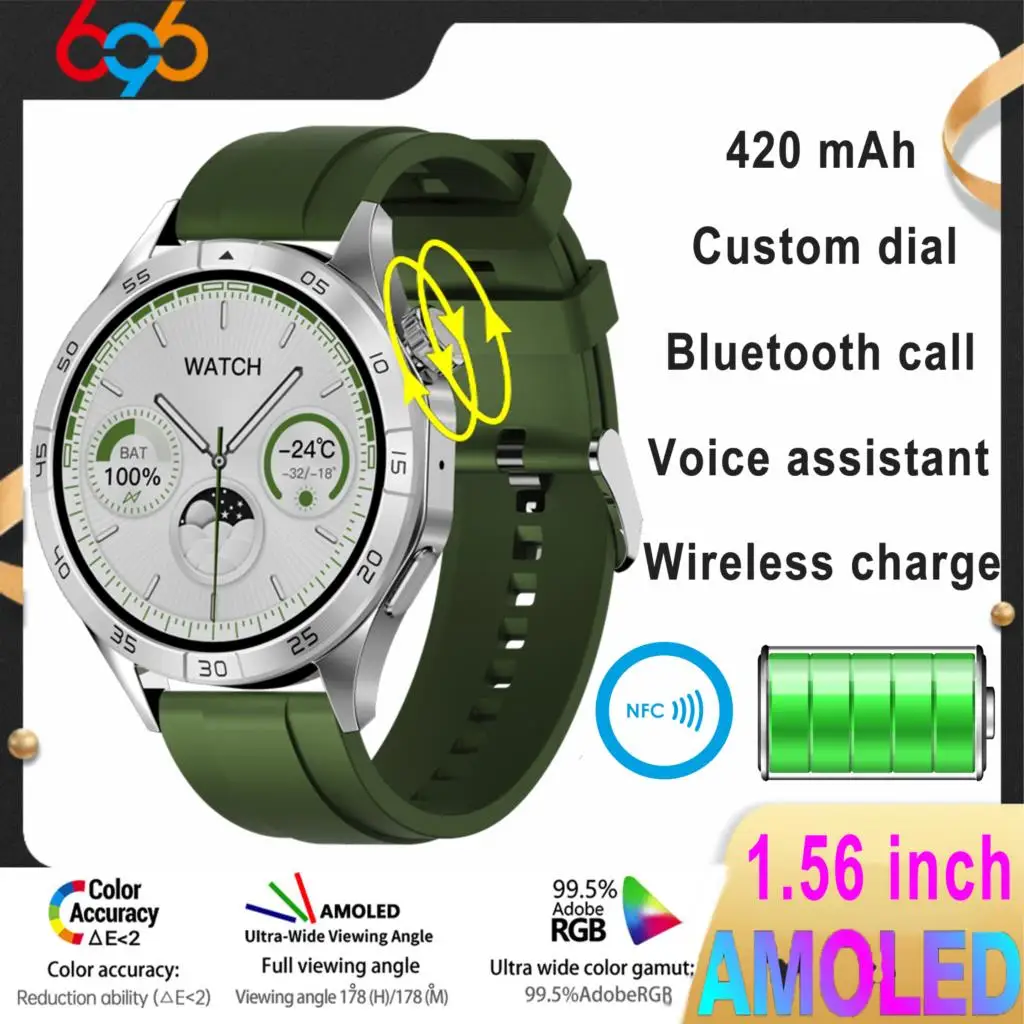 Смарт-часы мужские Amoled 420 мАч с Bluetooth