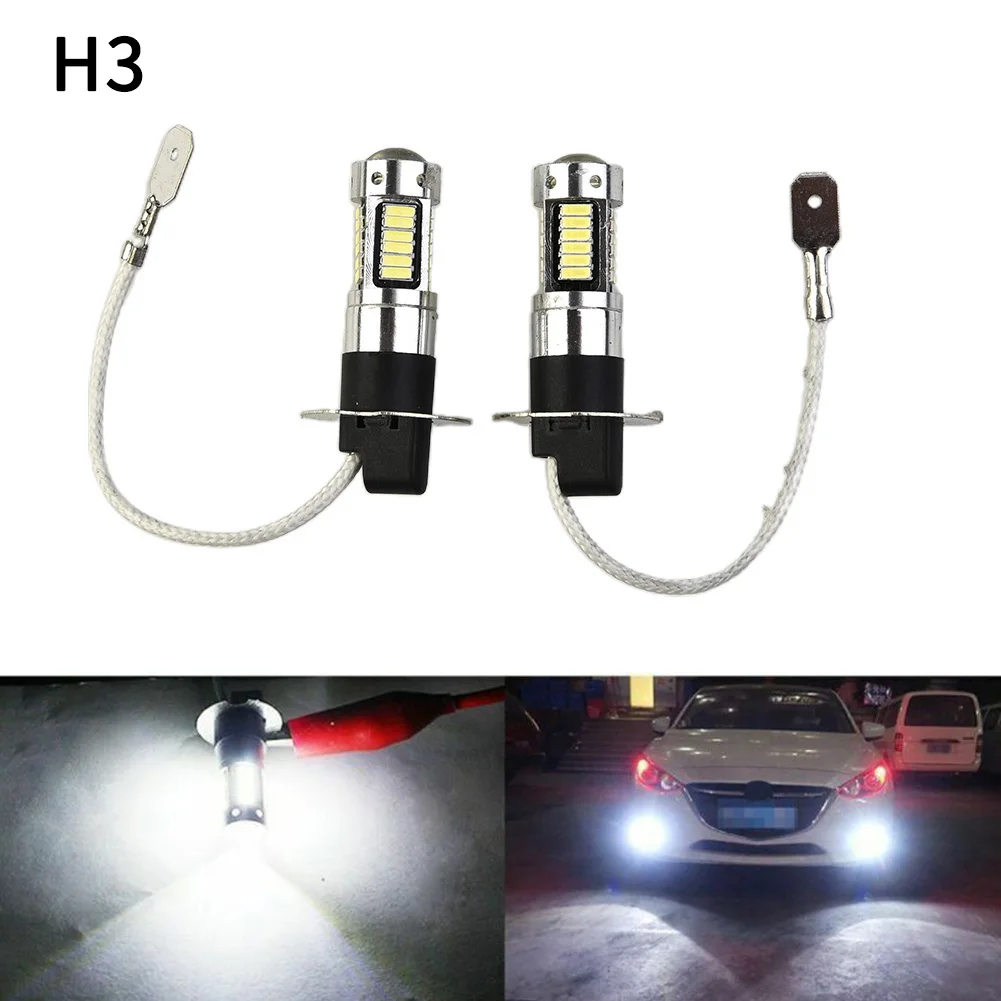 

2pcs Fog Driving Lights LED Bulbs H3 6000K Super White Daytime Running Light DRL White 100W DC 12v LED Chip High Power