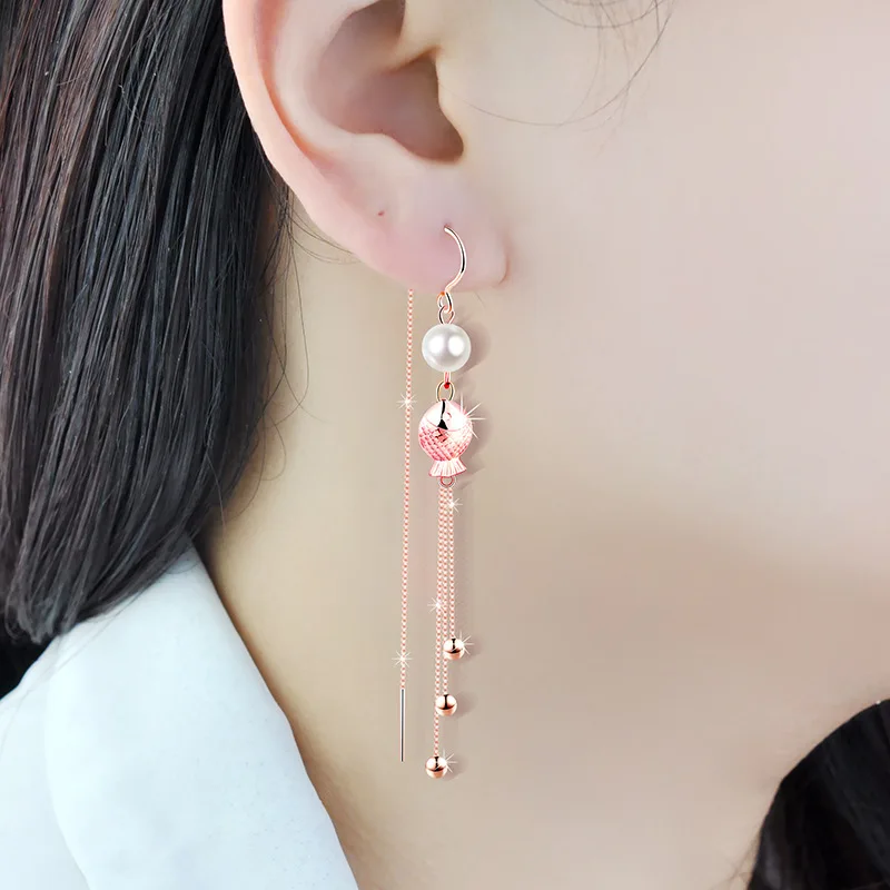 

Tassel Earrings Women's 925 Sterling Silver Rose Gold Plated Hanging Earrings Elegant Long Colorful Silver Earrings 2022 New
