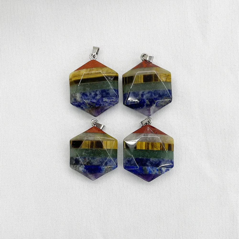 

Ожерелье с шестигранной подвеской из натурального драгоценного камня, 4 шт.