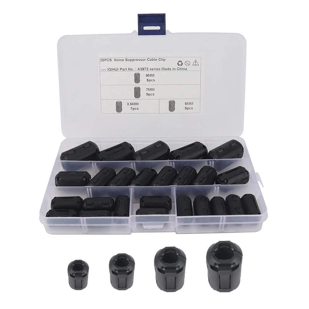 

25 Pcs Anti-interference Degaussing Ring Cable Plastic Clip Removable Ferrite Core Filters Parts Noise Cord Suppressor