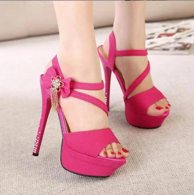 Sexy Elegant sandals Women High Heels Pumps Super high heel Women's Banquet sandals waterproof platform toe flower sandals