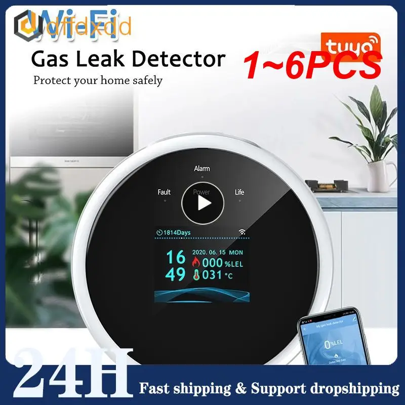 

1~6PCS Wifi Natural Gas Sensor Combustible Household Smart LPG Gas Alarm Detector Leakage Sensor Wifi Temperature Detectors