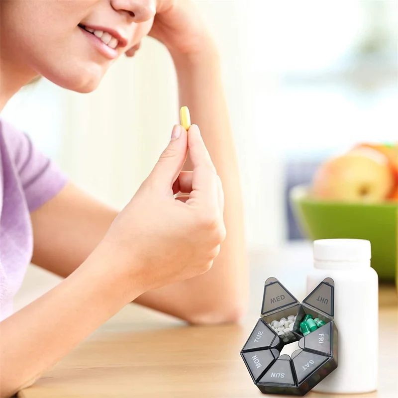 Круглый Портативный разветвитель для таблеток органайзер коробка лекарств 7