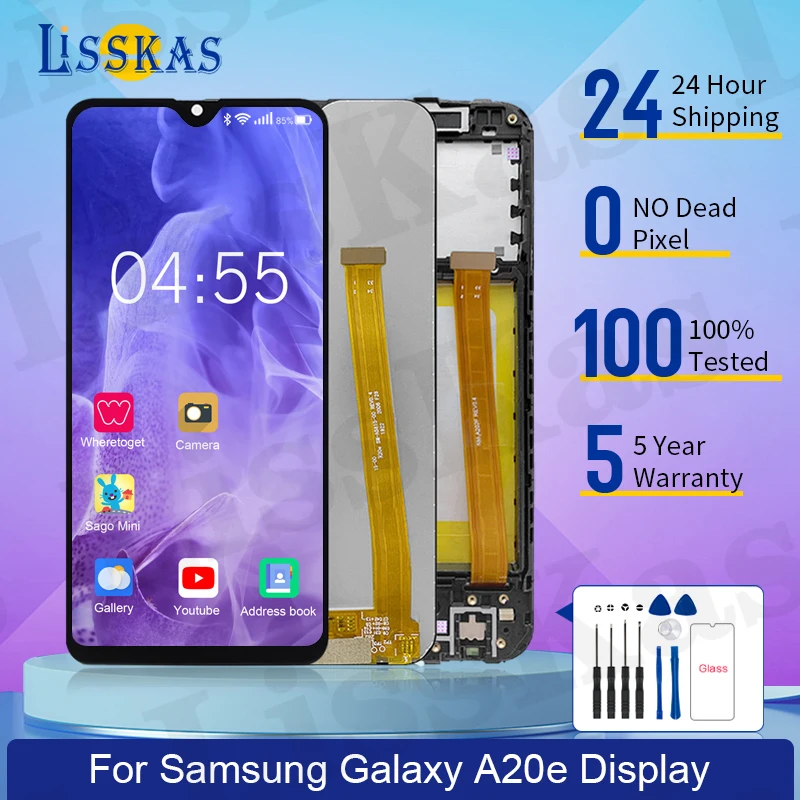 Оригинальный сенсорный ЖК-экран с цифровым преобразователем в сборе для Samsung Galaxy A20E A202F A202K