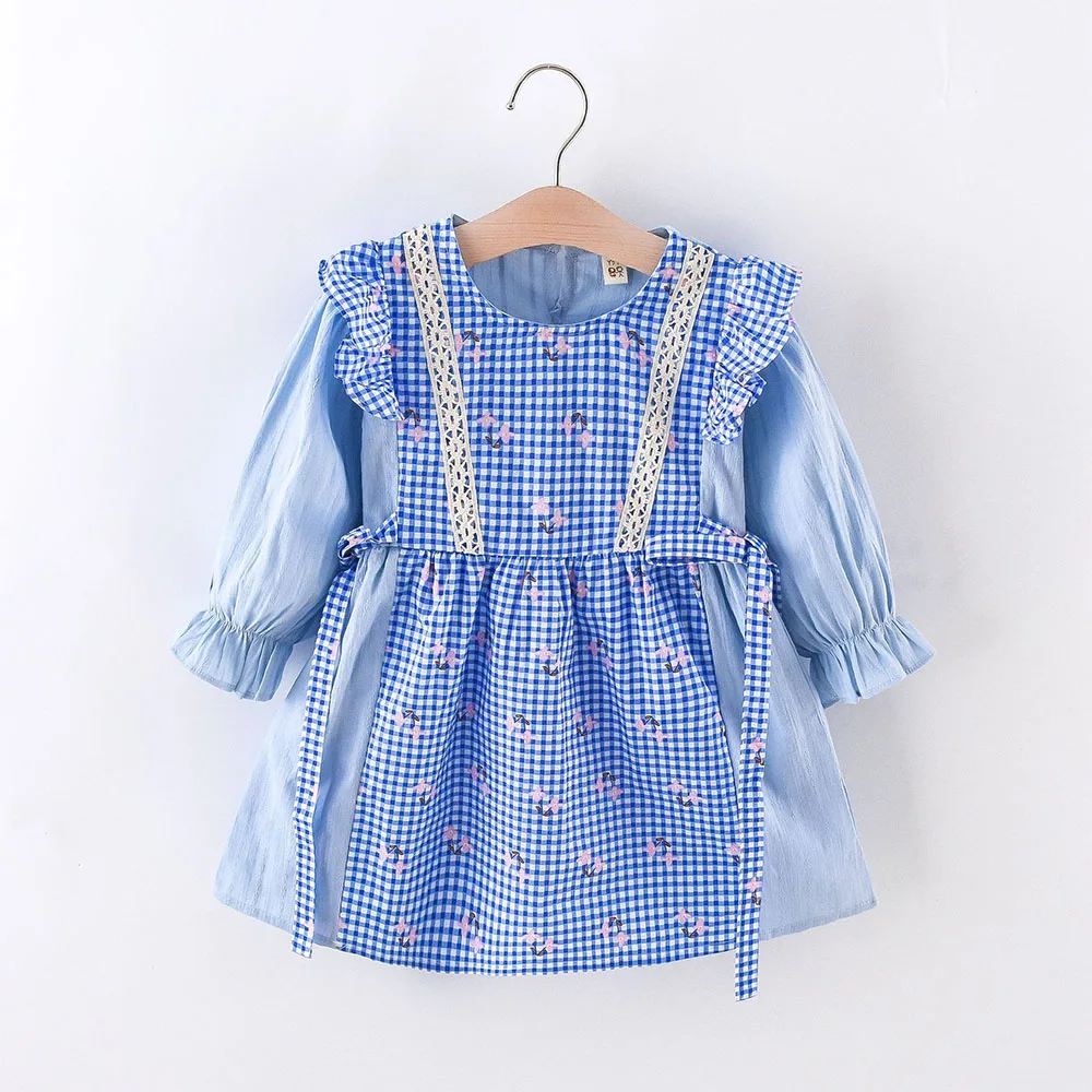 

Girl Christmas Dress Long Sleeve Plaid Floral Spring Autumn Children Clothing Toddler Halloween Costume