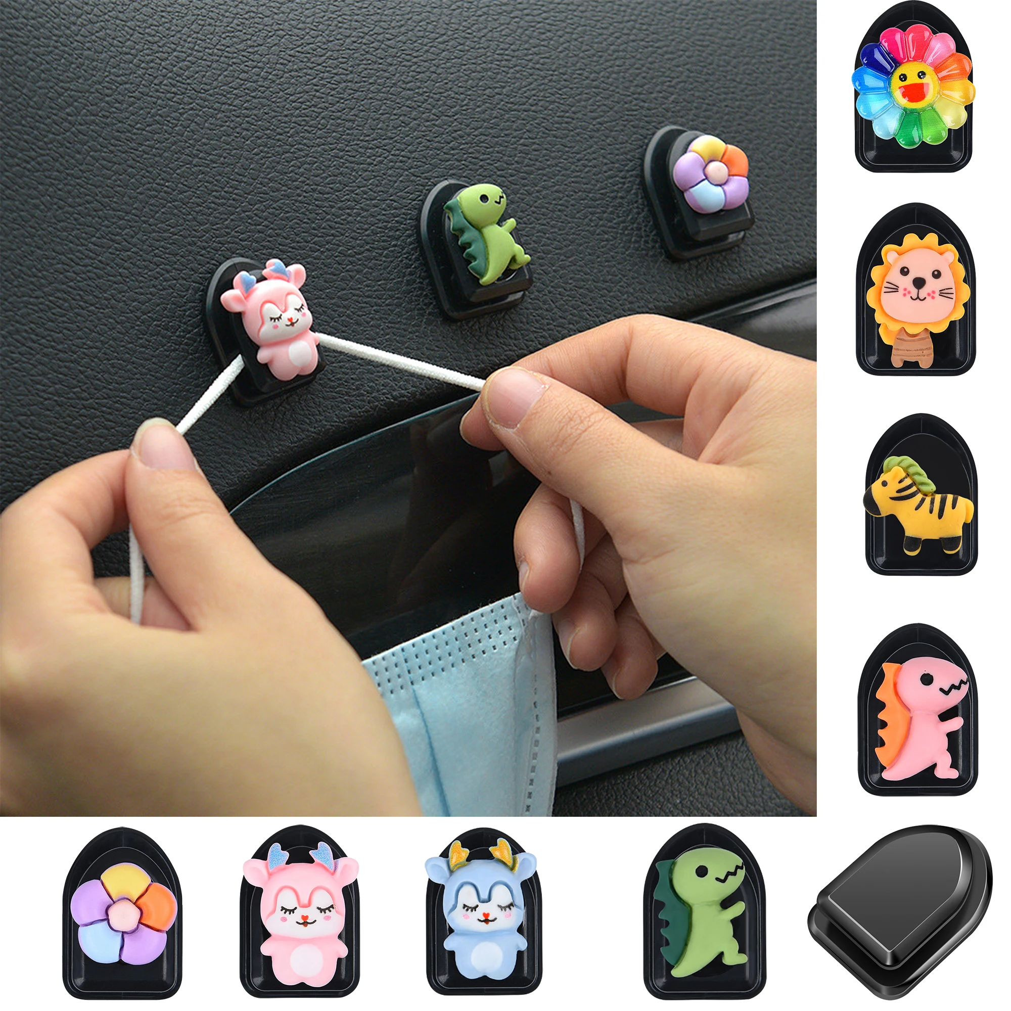 

Милые Мультяшные животные автомобильные аксессуары инструменты крючок для лица органайзер для хранения USB-кабеля наушников ключей самокле...