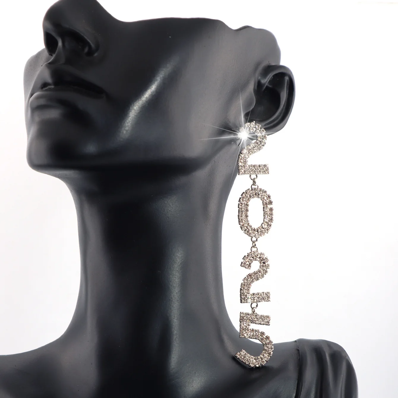 KMVEXO длинные серьги-подвески со стразами и цифрами 2025 вечерние новогодние