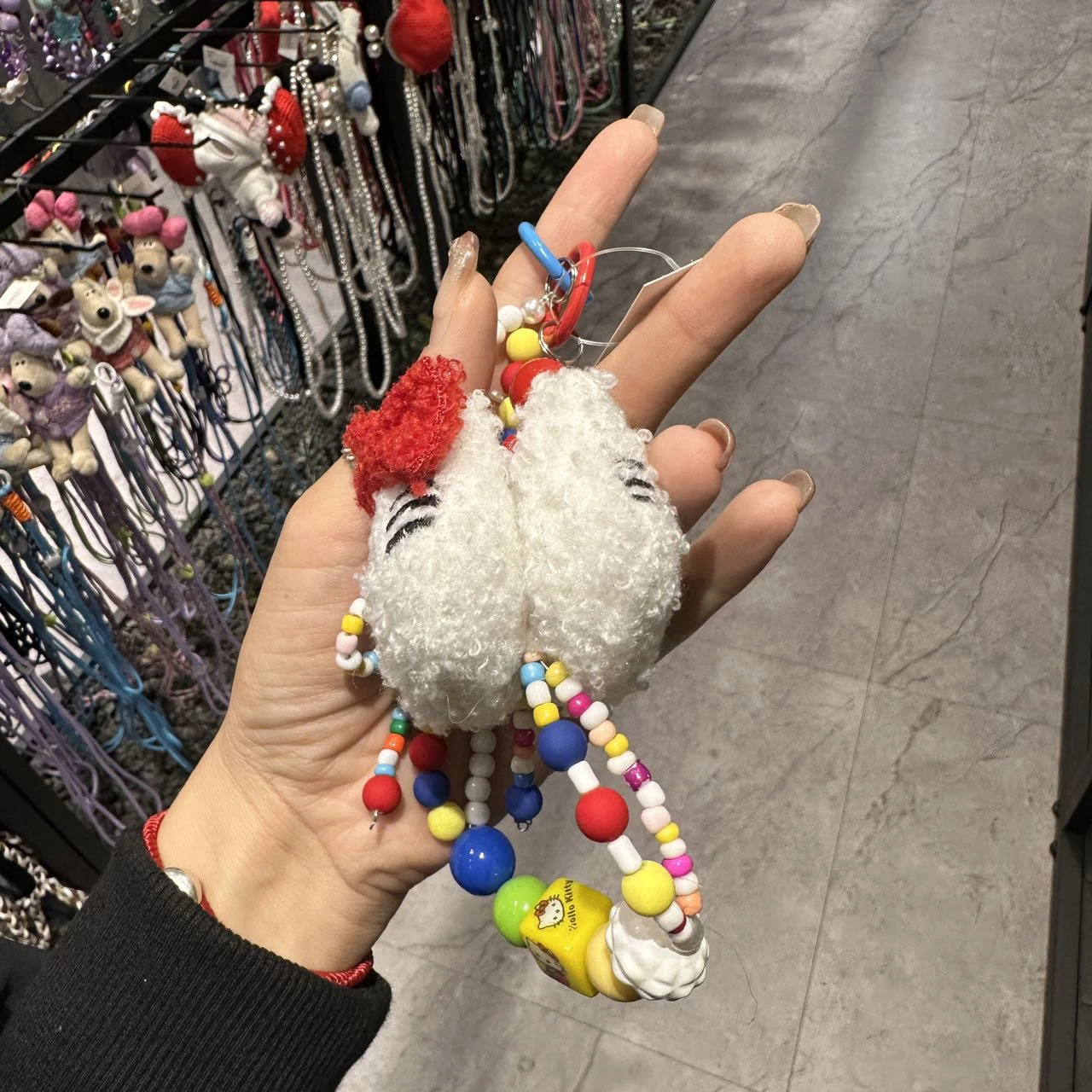 Милый брелок с красочными бусинами Hello Kitty мультяшный плюшевый подвесной ремень