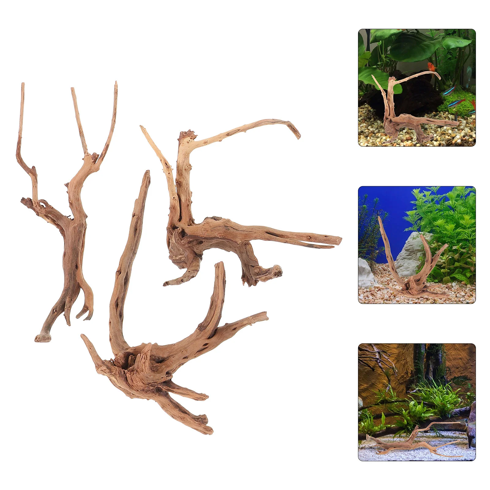3 Pcs Landscaping Sunken Wood Driftwood Plant Aquariums Fish Tank Decoration Trunk Goods Artificial Glass Stones