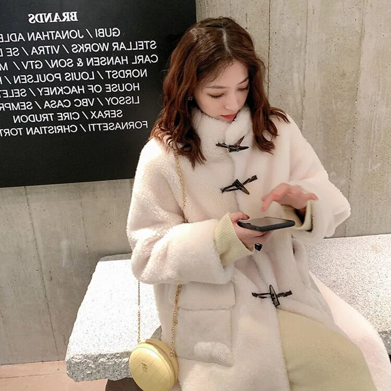 2022 Winter Warm Fur Coat Female Long Women Faux Rabbit Fur Overcoat Fluffy Furry Female Mink Jacket x-long pocket red luxury