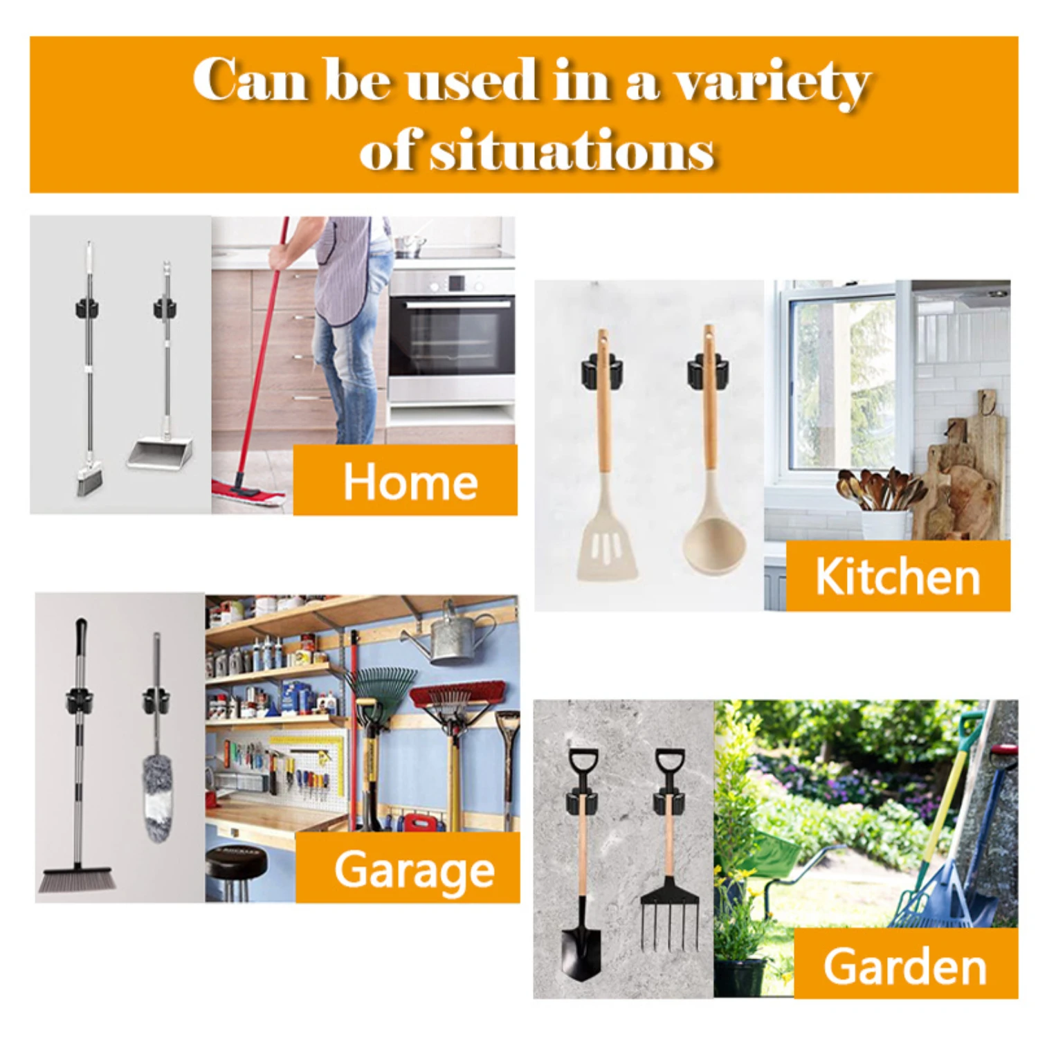 4 шт. держатель для швабры крючок зажим настенный и метлы подвесная стойка