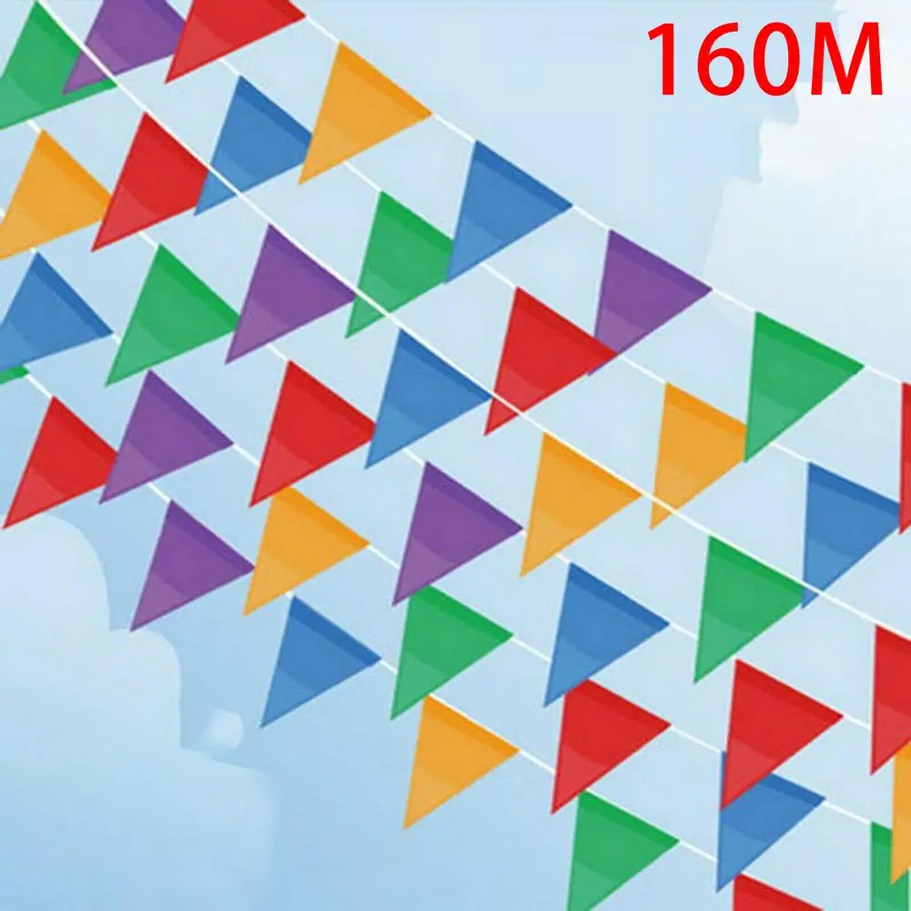 

2Pcs 80M Colorful Bunting Triangle Flags Wedding Party Outdoor Banner Decor For World Cup Celebrations Summer Fetes Parties