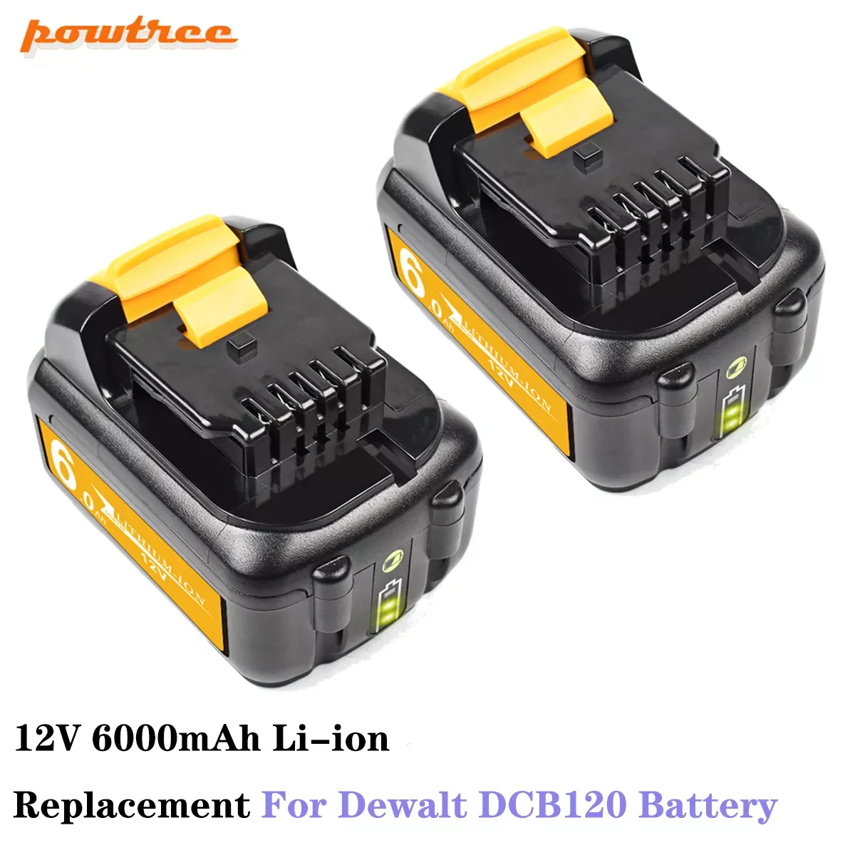 

Powtree 12V 6000mAh Li-ion For DEWALT DCB120 DCB127 DCB121 DCB120 DCB127 DCB121 DCB100 DCB101 DCB119 Battery