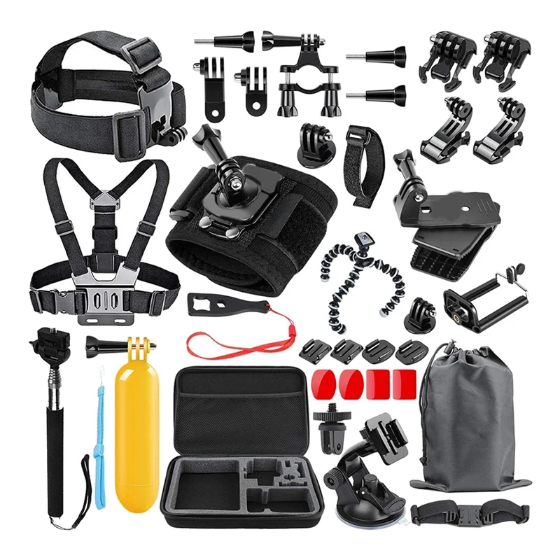 

Набор аксессуаров для экшн-камеры 48 в 1 для Gopro Hero 10 9 8 Max 7 6 5 4 3 3 + 2 1 Insta360 AKASO Campark Экшн-камера