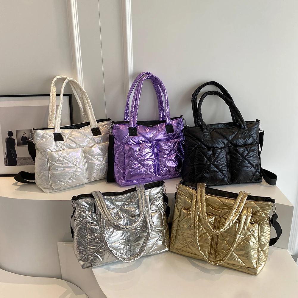 

Fashion Shoulder Handbag Large Capacity Women Messenger Bag Solid Color Soft Crossbody Bag Ladies Quilted Pleated Sling Bag