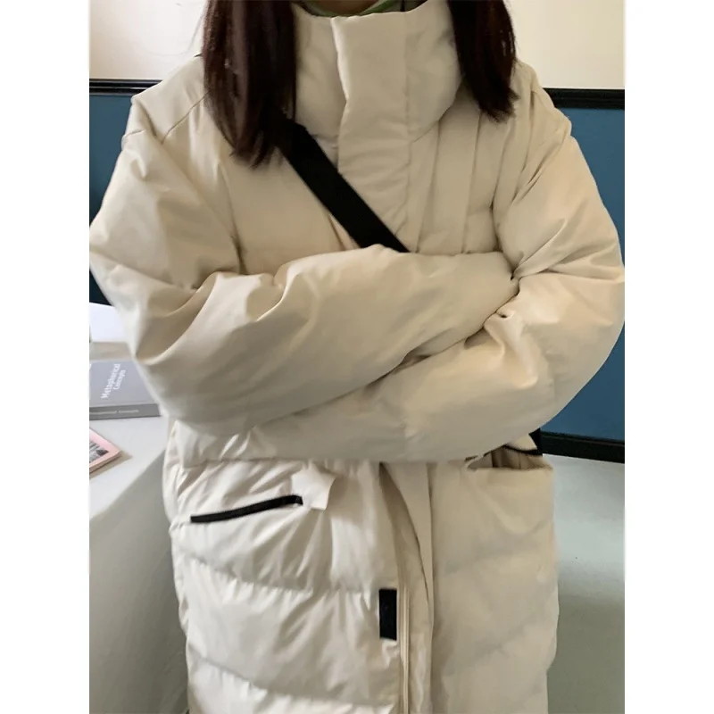 Long Coat For Winter Autumn Fashion Korea Padding Workwear Down Cotton Jacket Women Knee Length Loose Thickened Jacket Coat