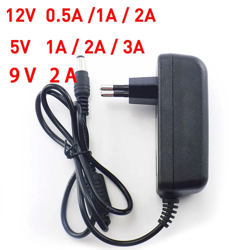 

AC DC 5V 12V 9V 1A 2A 3A 0.5A Power Adapter 100 240V Supply Charger LED adaptor US EU Plug 5.5mm x2.5mm for CCTV LED Strip light