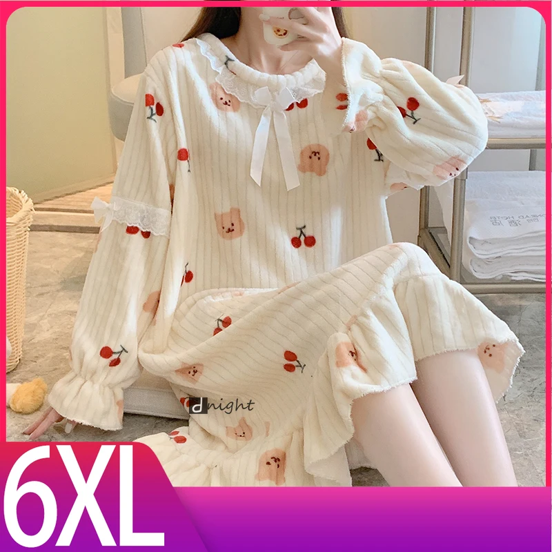 

Женская зимняя ночная рубашка, теплая ночная рубашка, одежда для сна, пижамы, Ночная одежда, фланелевая одежда для сна, домашняя одежда, большой размер