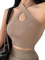 ysdnchi female knitted 2022 summer women black halter topstank solid sexy tops white crop hollow camis drop ship hot sale
