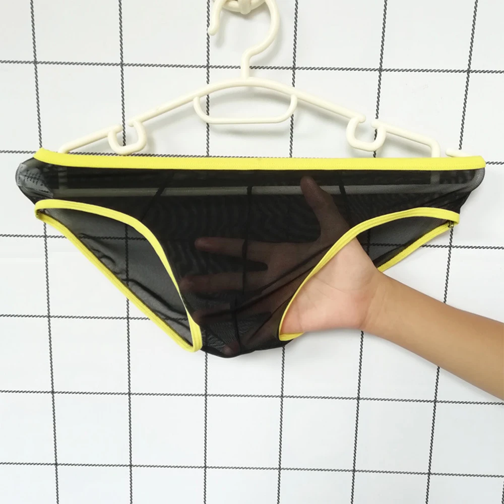 

Erotic Briefs Mesh Transparent Brief Ice Silk See-through Seamless Low Waist Underwear Men Sexy Teas Panties Underpants