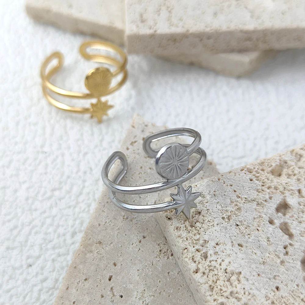 

Satinless Steel Sun Rings For Women Anti Stress Anxiety Fidget Sunflower Sun Star Ring Party Aesthetic Jewelry Gift Bijoux Femme